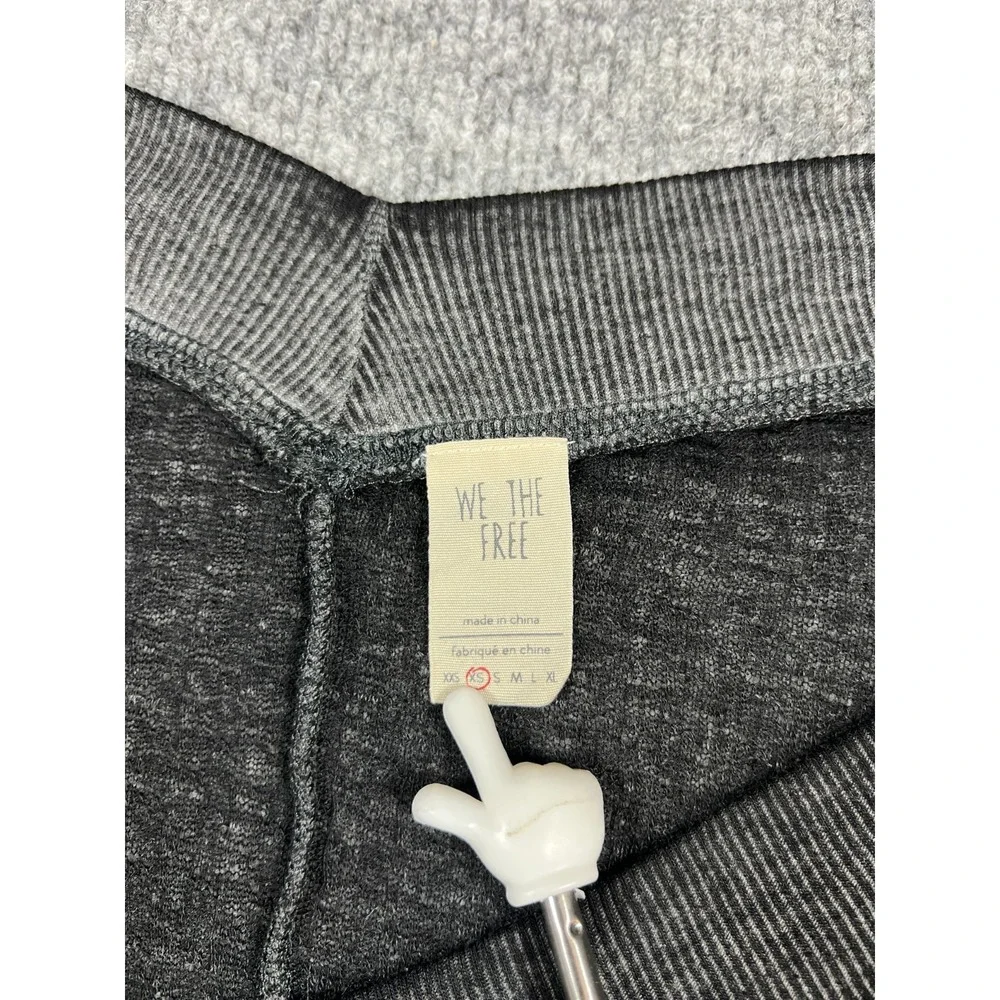 Free People We The Free South Side Thermal Top Women XS Black Cotton Waffle Knit